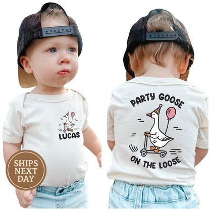 Party Goose On The Loose Custom Matching Family T Shirts, Custom Funny Goose Family Shirts For Birthday ET0219