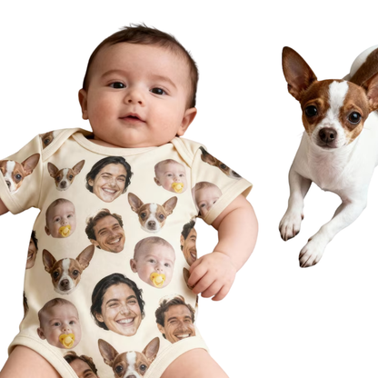 Custom Photo Funny Baby Bodysuit, Custom Baby Bodysuit With Face BB0308