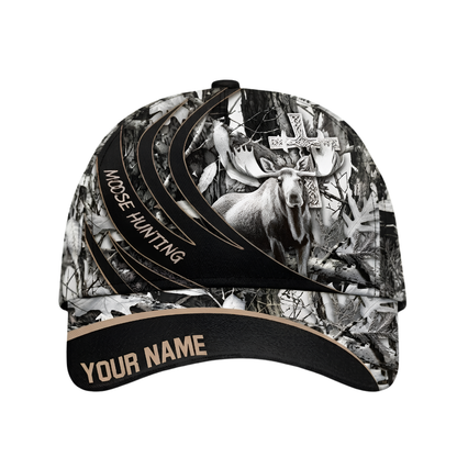 Custom Moose Hunting Camouflage Baseball 3D Cap, Custom Moose Cap Hat For Hunter CP0681