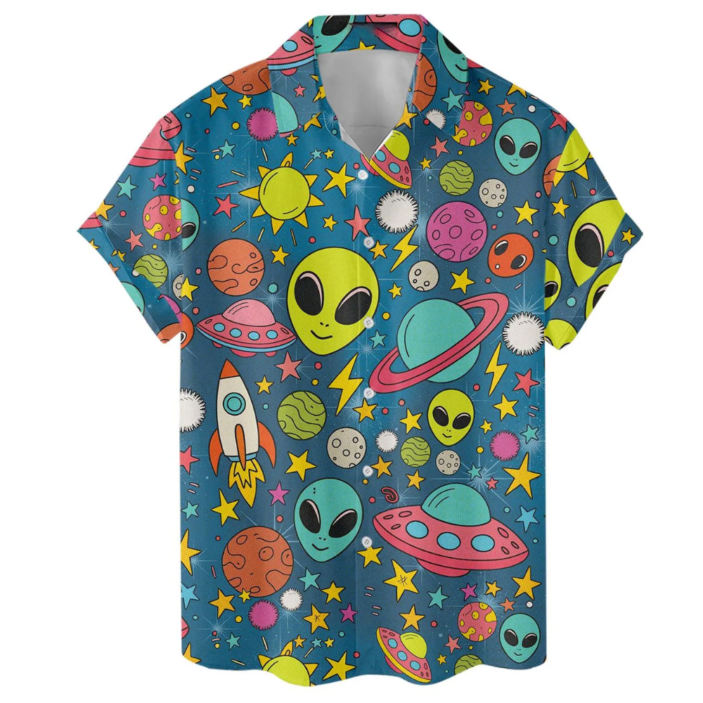 Alien Galaxy Hawaiian Shirt For Men And Women, Alien Space Lover Hawaiian Shirt HE0626