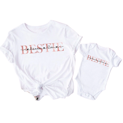 Bestie Custom Name Best Friend Matching T Shirt, Personalized Friend Matching Shirts ET1023