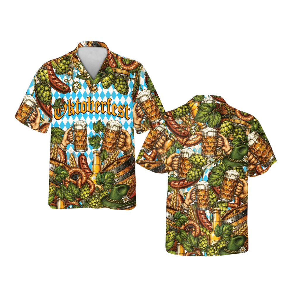 Oktoberfest Beer Tropical Hawaiian Shirt Men, Oktoberfest Hawaiian Shirt HE0631