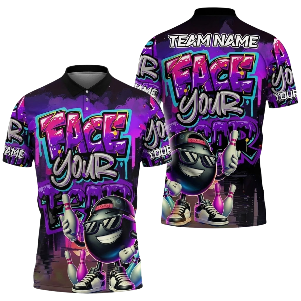 Face Your Fear Custom Funny Ball Bowling Polo Shirt For Men, Custom Funny Bowling Team Shirts BZ0859