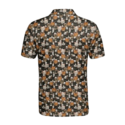 Cat Pattern Golf Mens Polo Shirt, Cat Golf Shirt GZ0365