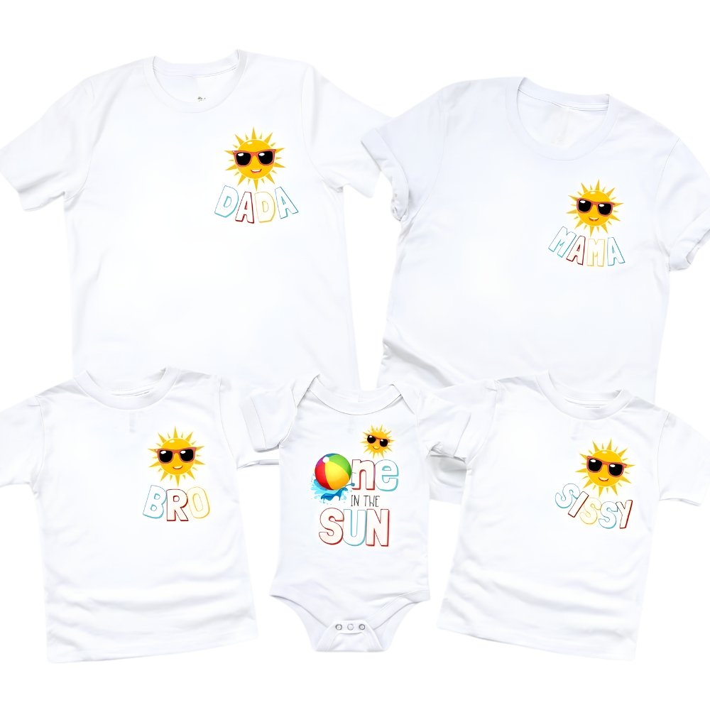 One In The Sun Custom First Birthday Family Matching T Shirt, Personalized Sun 1st Birthday Family Shirts ET1146