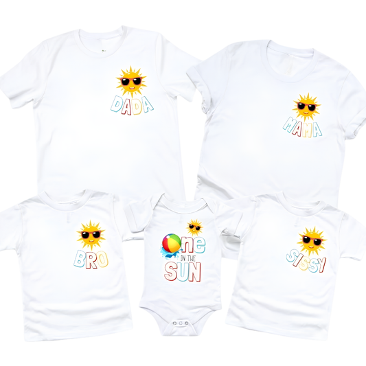 One In The Sun Custom First Birthday Family Matching T Shirt, Personalized Sun 1st Birthday Family Shirts ET1146