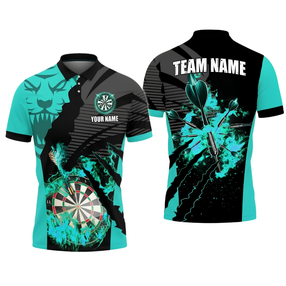 Custom Flame Orange Flame Darts Polo Shirt Men, Custom Tiger Team Dart Shirts DZ0152
