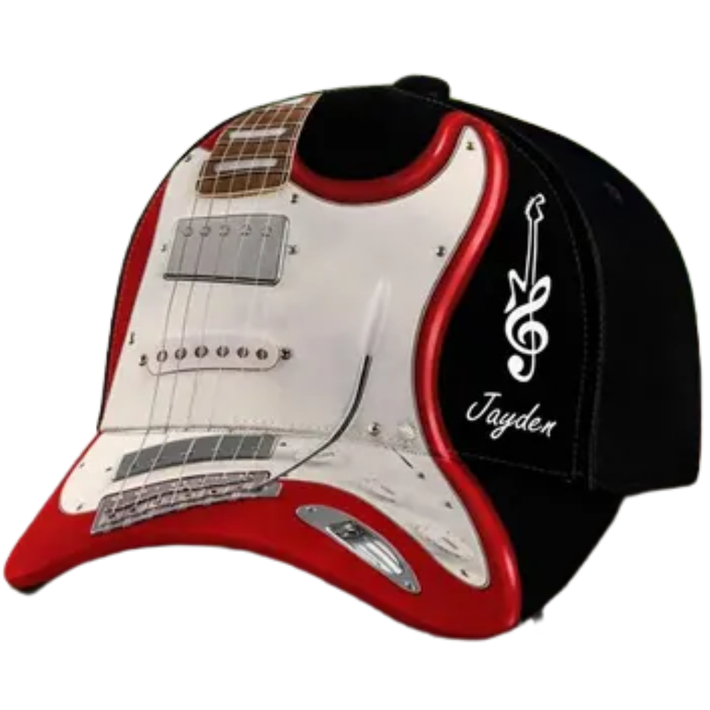 Custom Electric Guitar 3D Baseball Cap, Custom Name Guitarist Cap Hat CP0639