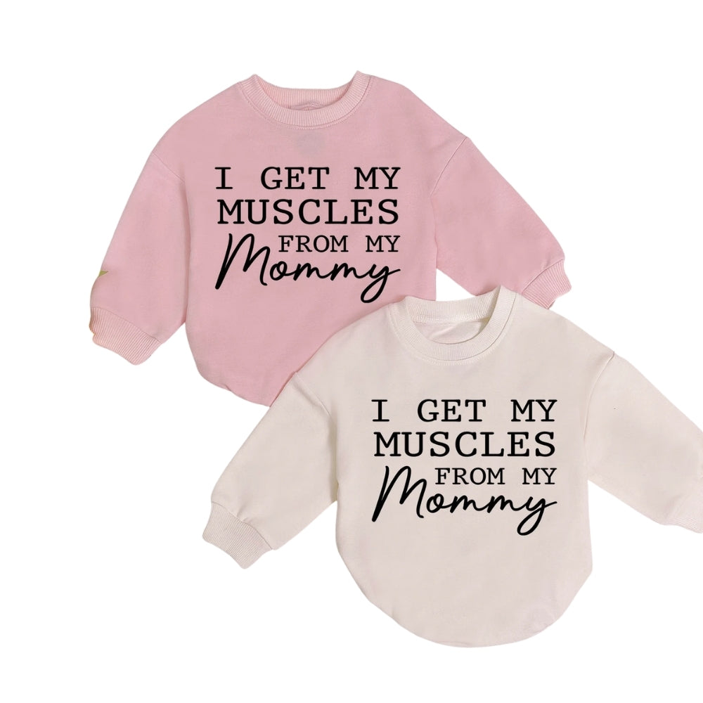 I Get My Muscles From My Mommy Baby Romper Sweatshirt, Gym Lover Baby Romper Sweatshirt BB0184