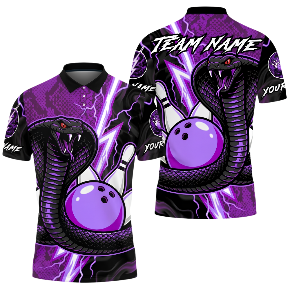 Men's Custom Cobra Snake Bowling Polo Shirt, Custom Snake Bowling Shirt For Team BZ1016