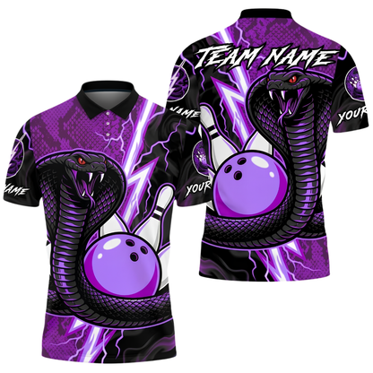 Men's Custom Cobra Snake Bowling Polo Shirt, Custom Snake Bowling Shirt For Team BZ1016