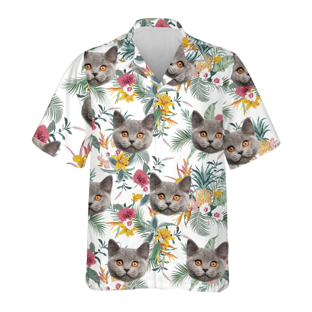 Custom Cat Photo Tropical Hawaiian Shirt For Men Women, Custom Cat Hawaiian Shirt With Photo HE0562