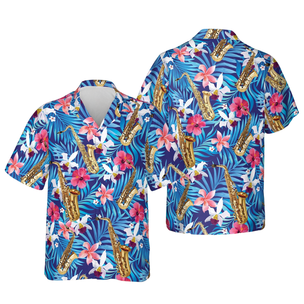 Saxophone Tropical Hawaiian Shirt For Men Women, Saxophone Hawaiian Shirt HE0629