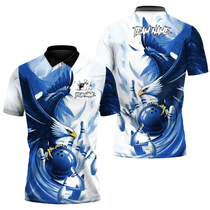 Custom Eagle Red Bowling Polo Shirt For Men, Custom Eagle Bowling Team Shirt BZ0936
