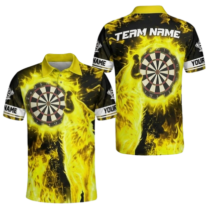 Custom Wolf Purple Flame Dart Polo Shirt For Men, Custom Wolf Team Dart Shirts DE0103