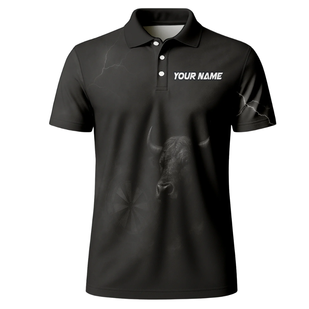 Custom Bull Black Dart Polo Shirt For Men, Custom Bull Darts Team Shirts DZ0110