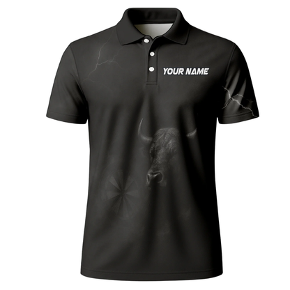 Custom Bull Black Dart Polo Shirt For Men, Custom Bull Darts Team Shirts DZ0110