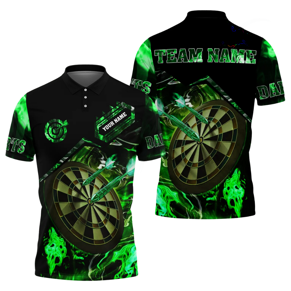 Custom Flame Dartboard Dart Polo Shirt For Men, Custom Flame Darts Team Shirts DZ0095