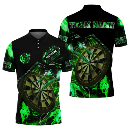 Custom Flame Dartboard Dart Polo Shirt For Men, Custom Flame Darts Team Shirts DZ0095