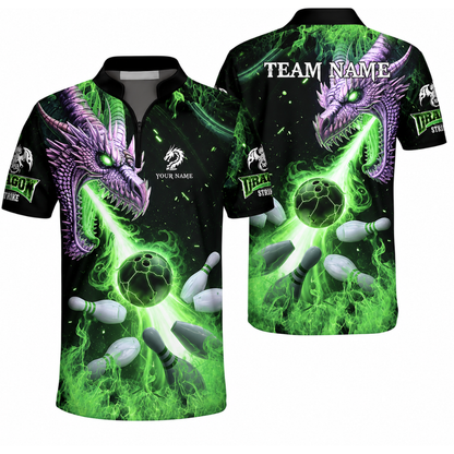 Custom Dragon Flame Bowling Men Jersey, Custom Dragon Bowling Team Shirts BZ0572