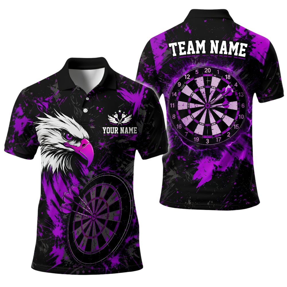 Custom Eagle Darts Men Polo Shirt Black Orange, Custom Eagle Darts Team Shirt DE0120