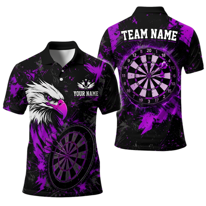 Custom Eagle Darts Men Polo Shirt Black Orange, Custom Eagle Darts Team Shirt DE0120