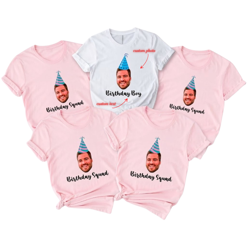 Birthday Squad Custom Photo Matching T Shirt, Personalized Face Birthday Party Matching Shirt ET1324