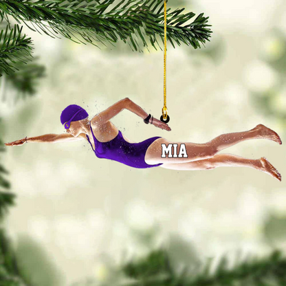 Personalized Female Swimmer Acrylic Ornament, Gift For Swimming Lovers/Swimmer OO1769