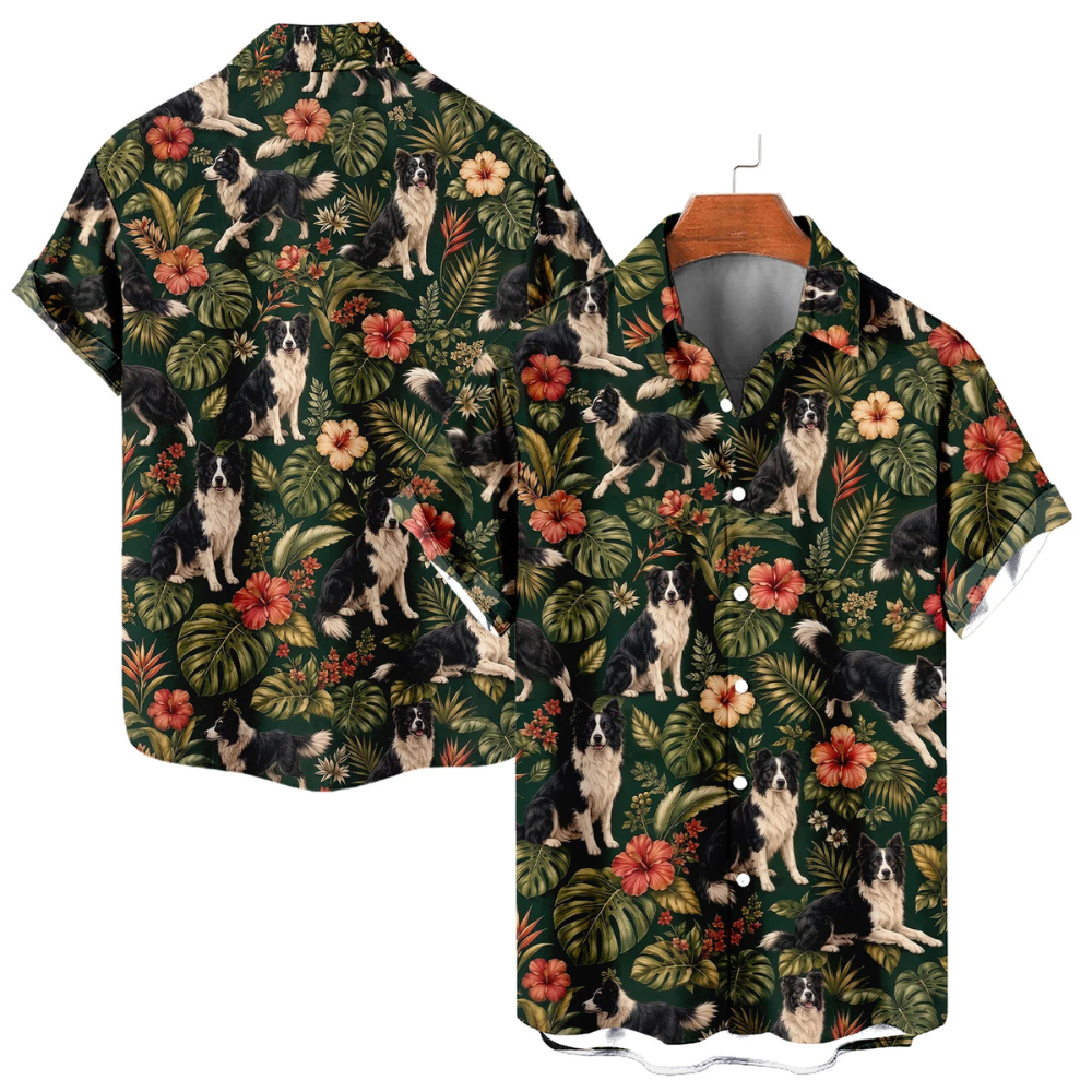 Border Collie Tropical Hawaiian Shirt For Men Women, Border Collie Dog Hawaiian Shirt HE0688