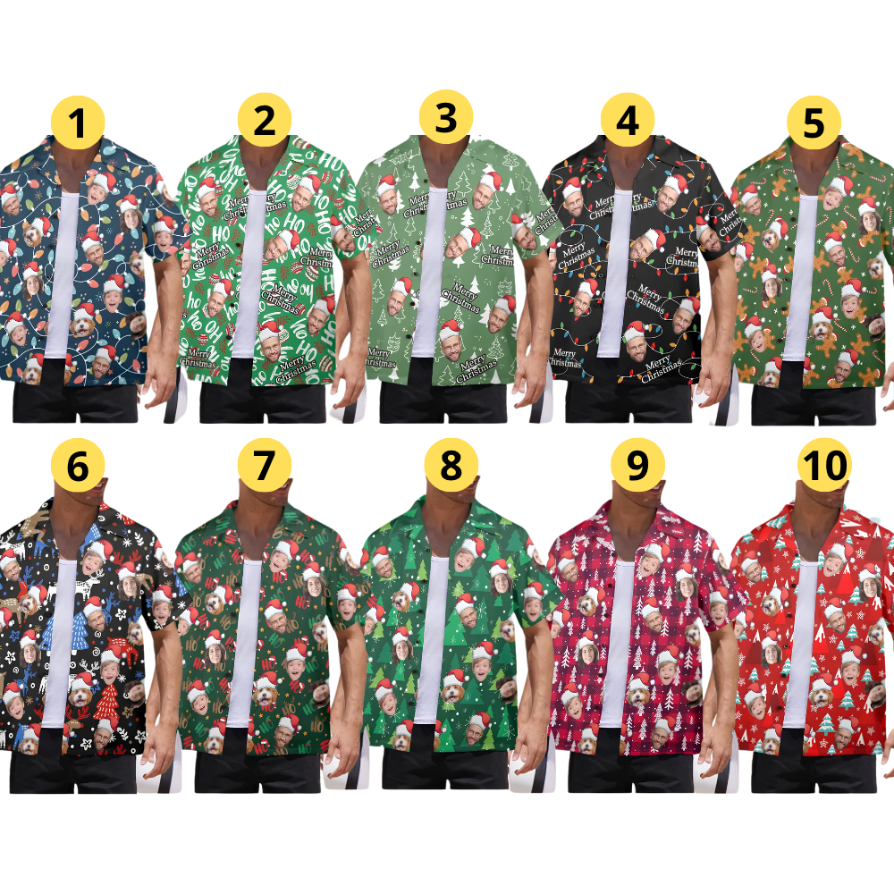 Custom Faces Christmas Hawaiian Shirt For Men Women, Custom Christmas Hawaiian Shirt With Photo HE0868