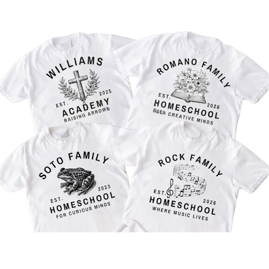 Personalized Homeschool Family Matching T Shirt, Custom Homeschool Family Shirts ET1197