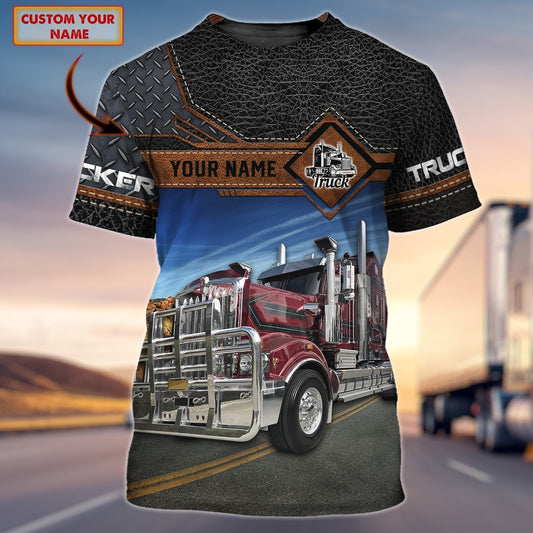 Personalized 3D Truck On Shirt Leather Pattern Trucker Uniform Team Shirts TO1696