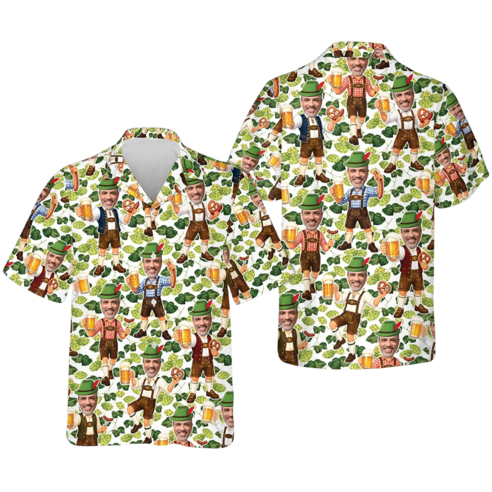 Custom Photo Beer Oktoberfest Hawaiian Shirt Mens, Custom Funny Octoberfest With Photo HE0664