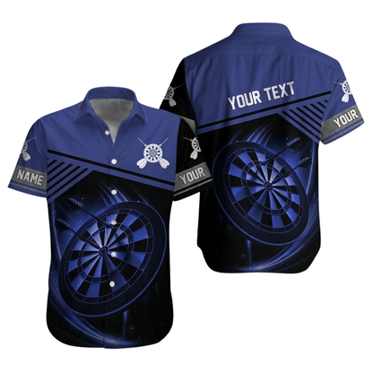Custom Team Blue Black Dart Hawaiian Shirt Mens, Custom Dart Shirts DZ0106