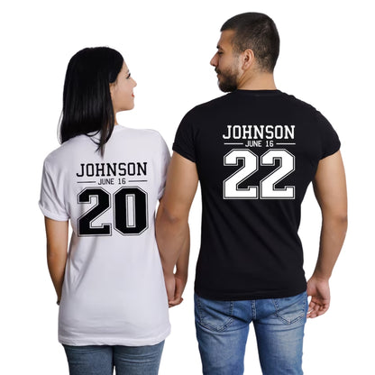 Custom Last Name With Number Anniversary Couple Matching Shirts, Personalized His And Her Anniversary Shirts ET0905