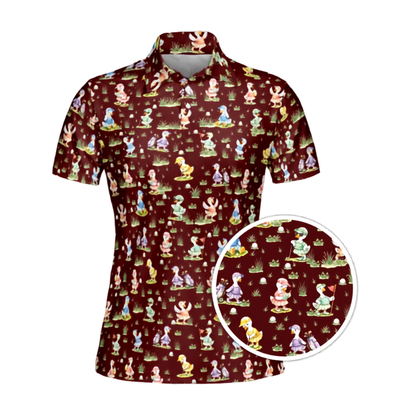 Women's Silly Goose Pink Golf Polo Shirt, Funny Goose Golf Shirts For Ladies GE0471