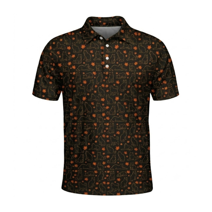 Cat Black Longhair Leaves Golf Polo Shirt, Cat Autumn Golf Shirts GZ0395