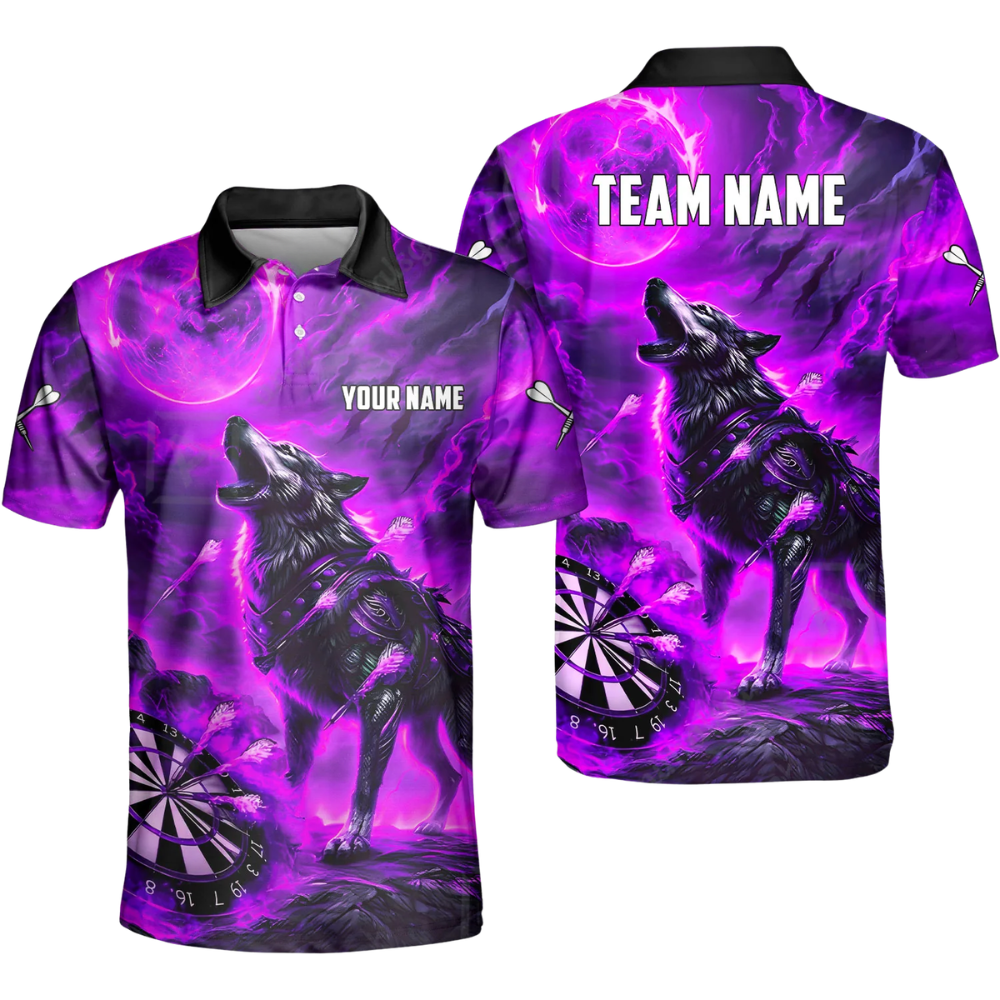 Custom Wolf Mens Dart Polo Shirt, Custom Wolf Darts Team Shirts DZ0101