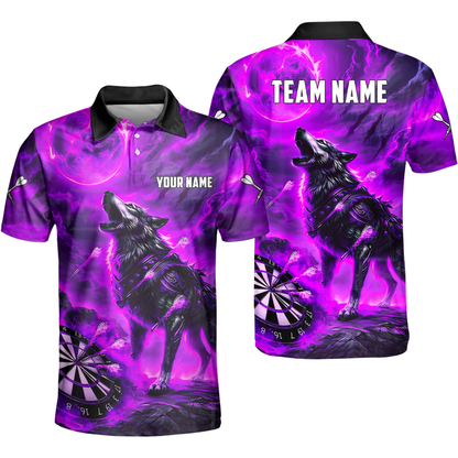 Custom Wolf Mens Dart Polo Shirt, Custom Wolf Darts Team Shirts DZ0101