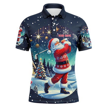 Custom Santa Christmas Golf Polo Shirt For Men, Custom Christmas Golf Shirt GZ0335