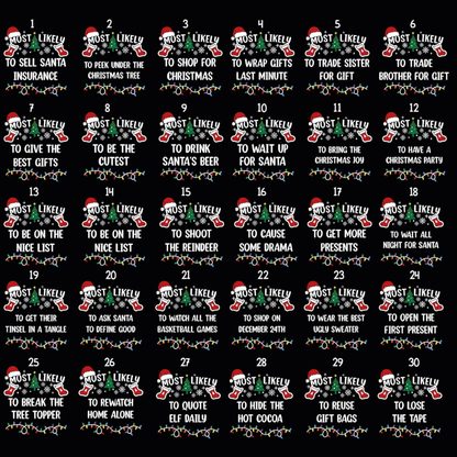 Most Likely To Custom Christmas Family Matching T Shirt, Custom Funny Christmas Family Shirts ET1178