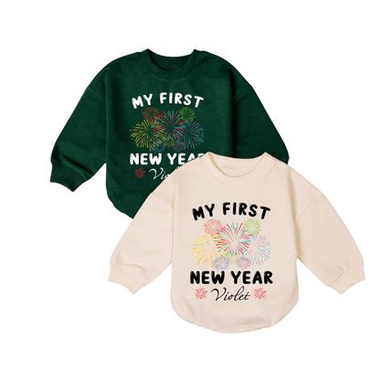 My First New Year Custom Baby Name Romper Sweatshirt, Custom Baby's First New Year Romper Sweatshirt BB0173