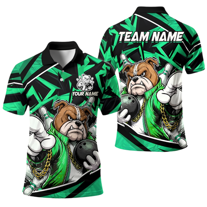 Custom Pitbull Bowling Polo Shirt For Men, Custom Dog Team Bowling Shirt BE0258