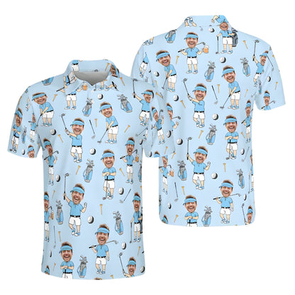 Custom Face Cartoon Golf Polo Shirt For Mens, Custom Photo Golf Shirts GE0255