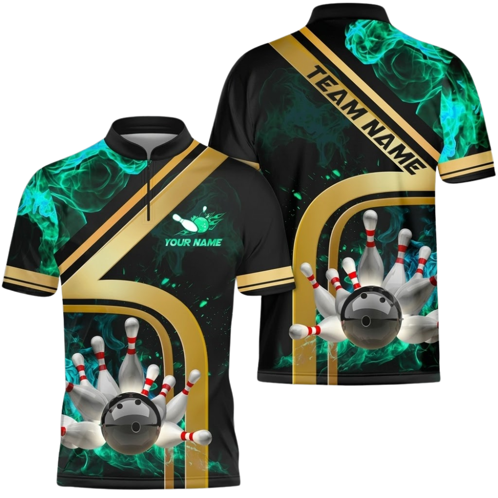 Custom Flaming Bowling Mens Jersey, Custom Flame Bowling Shirts Team BZ0864