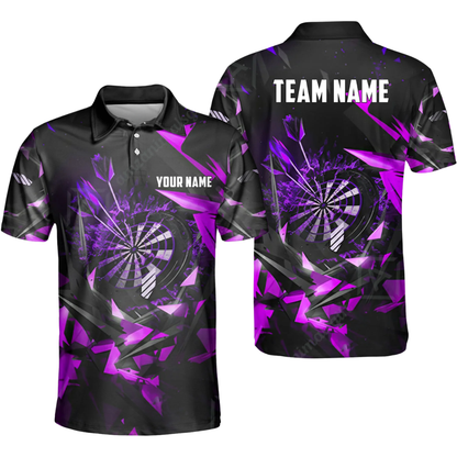 Custom Team Black Blue Darts Polo Shirt For Men, Custom Dart Team Shirt DZ0131