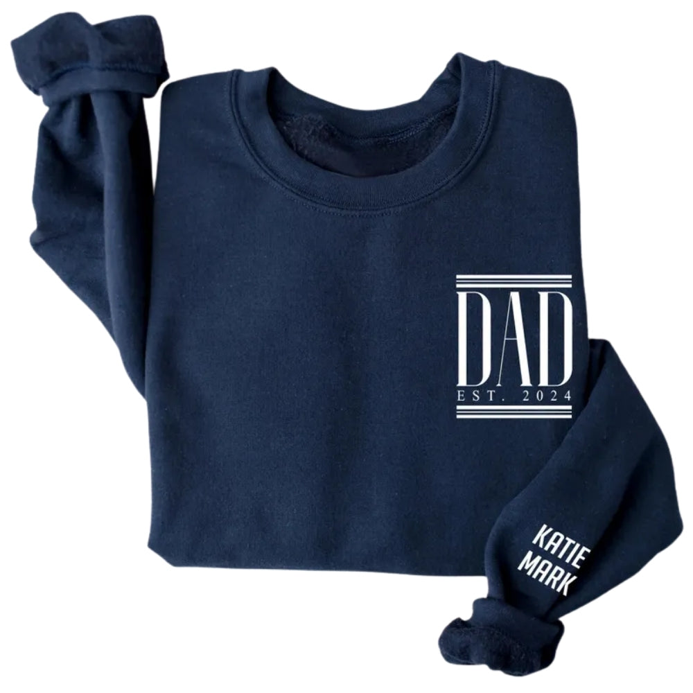 Custom Dad Sweatshirt With Kid Names On Sleeve, Custom Dad Sweatshirt 2D0528