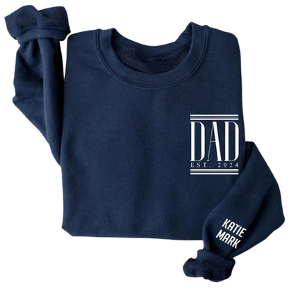 Custom Dad Sweatshirt With Kid Names On Sleeve, Custom Dad Sweatshirt 2D0528