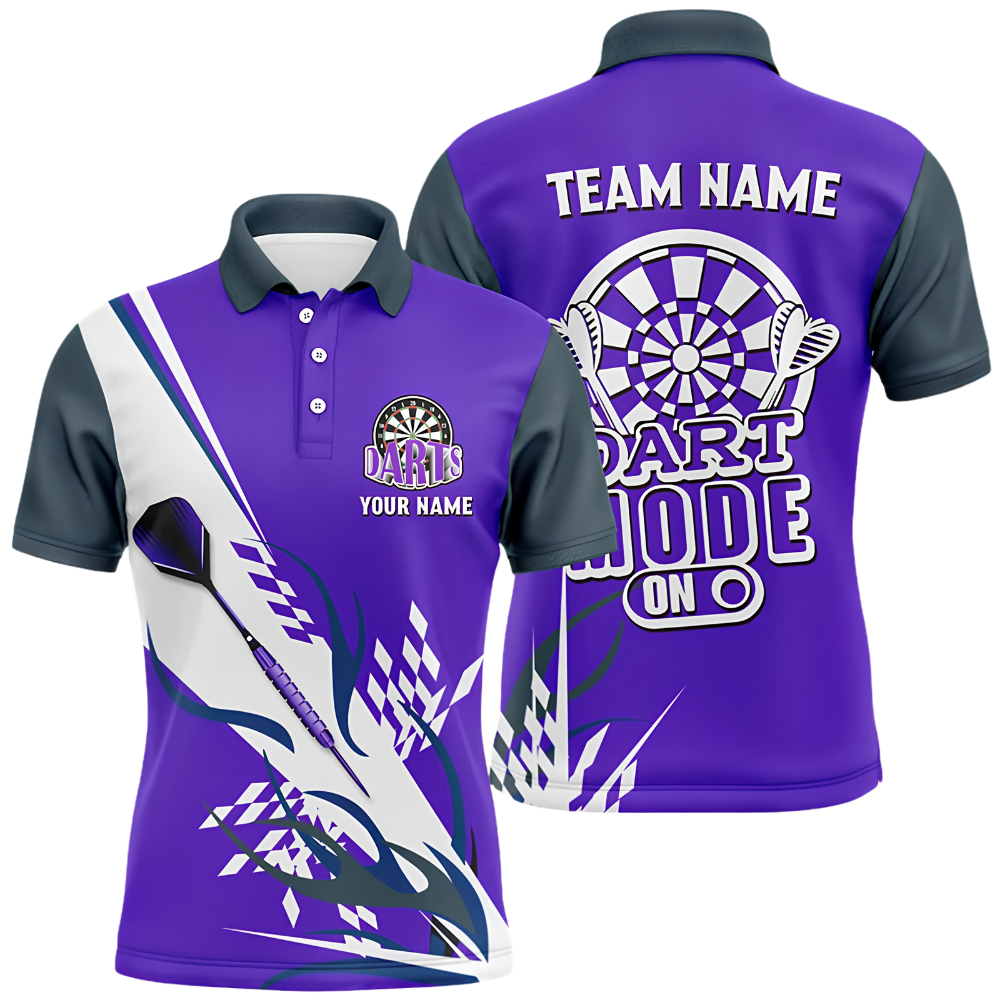 Dart Mode On Custom Mens Dart Polo Shirt, Custom Funny Darts Shirt For Team DZ0149