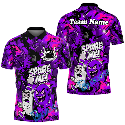 Spare Me Custom Funny Pins Ball Red Bowling Polo Shirt Men, Custom Funny Graffiti Bowling Team Shirt BZ0958